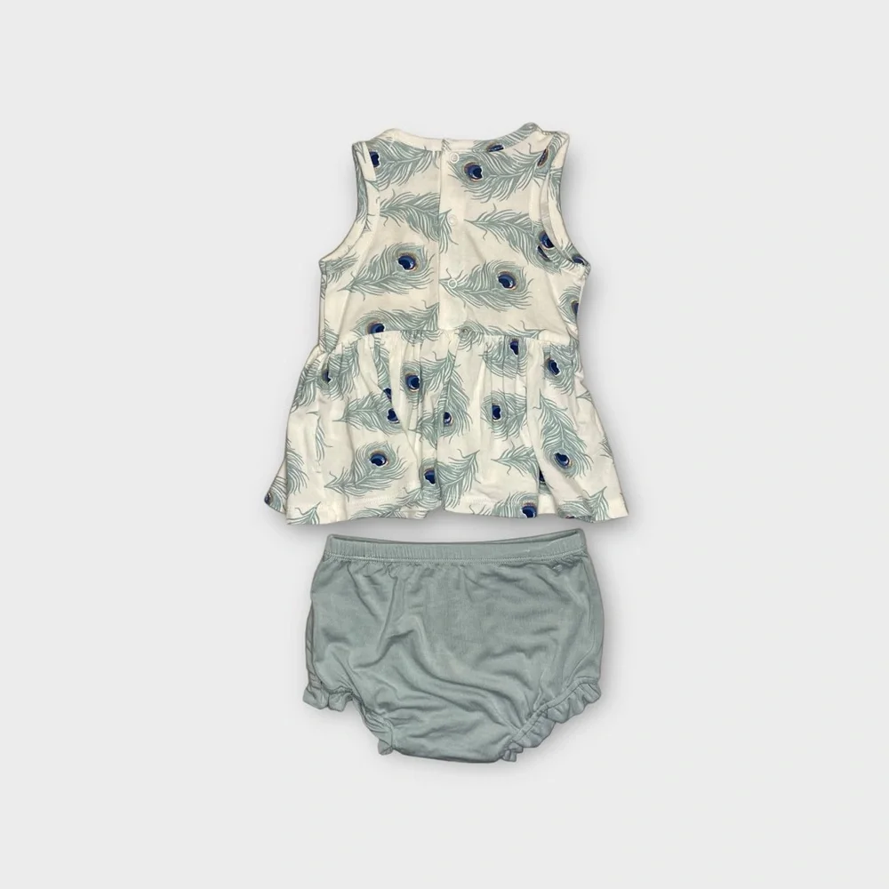 Angel Dear Feather Pattern Top & Bloomer Bamboo Set